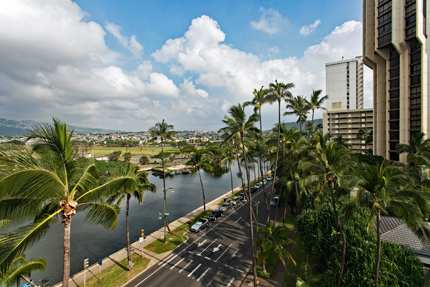Ala Wai Canal View toward Diamond Head